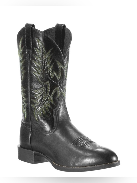 Ariat Other - Ariat Men's Heritage Stockman Boots in Black Leather with Green Stitching, sz 11